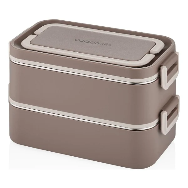 Vagonlife 2000 Ml 2 Kat Çelik Çorba Kaseli Bento Lunch Box - Görsel 7