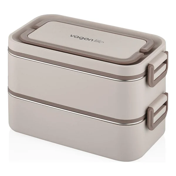 Vagonlife 2000 Ml 2 Kat Çelik Çorba Kaseli Bento Lunch Box - Görsel 8