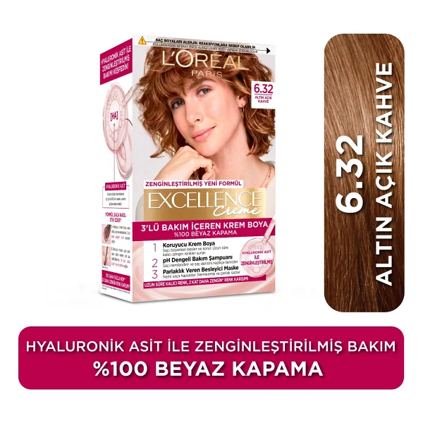 L'oreal Paris Excellence Creme 6.32 Altın Açık Kahve Saç Boyası - Görsel 3