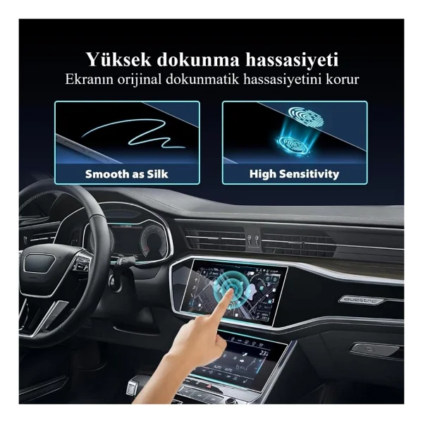Engo Audi Q7 Ekran Koruyucu Set Multimedya Kumanda Gösterge Klima - Görsel 3