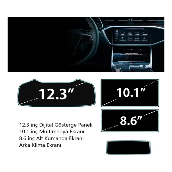 Engo Audi Q7 Mat Ekran Koruyucu Multimedya Kumanda Gösterge Klima - Görsel 3