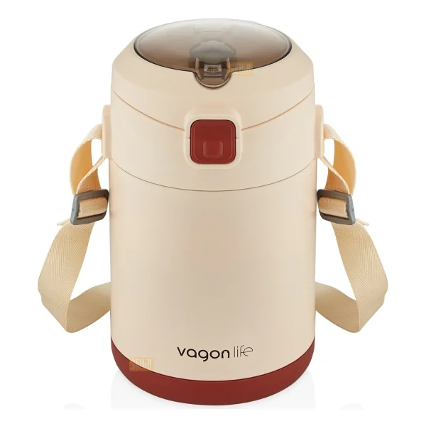 Vagonlife Bento 1800ml Lunchbox 2 Kaseli 4-6 Saat Sıcak/Soğuk Termos Özellikli Çelik Sefer Tası Yemek Kutusu (Bej) - Görsel 7