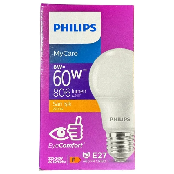 Philips Mycare 8 W-60 W E27 LED Ampul - Görsel 5