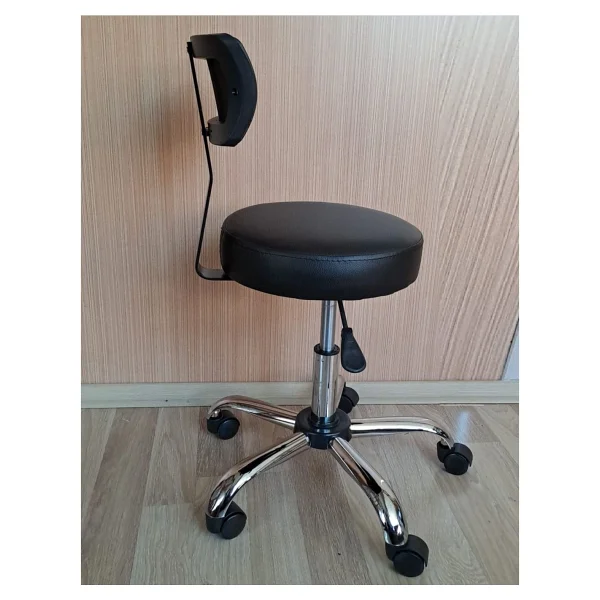 Depolife Ofis Kasiyer Taburesi Metal Ayak Tekerlekli Sırt Dayama Eczane Laboratuvar Büro Çalışma Koltuğu - Antrasit - Görsel 3