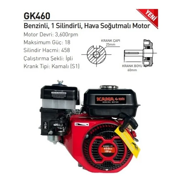 Kama Gk460 18 Hp Kamalı İpli Benzinli Motor - Görsel 3