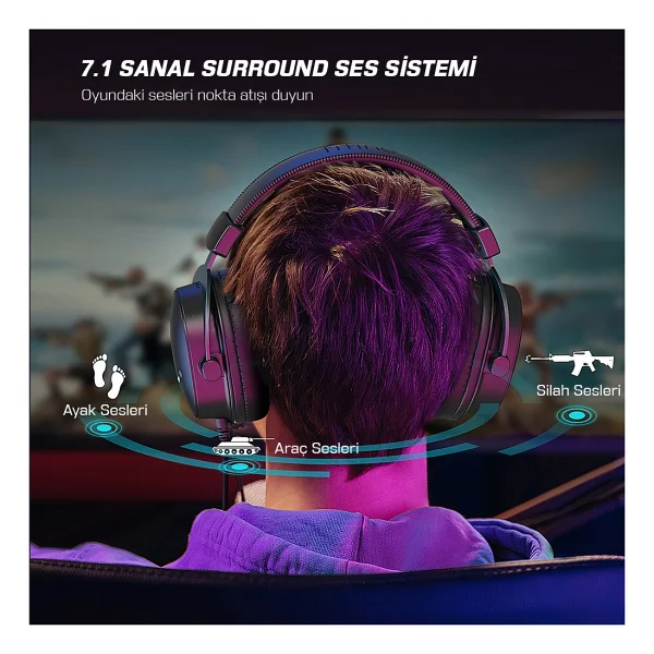 Fifine Ampligame H9 Siyah Kablolu Kulak Üstü Oyuncu Kulaklığı - Görsel 4