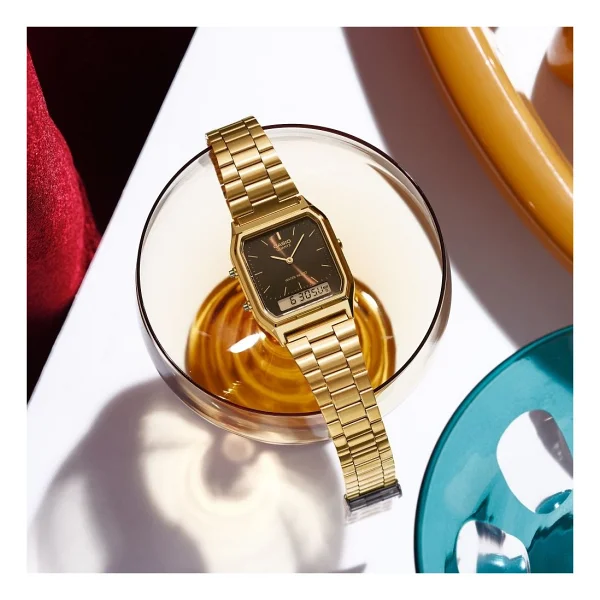 Casio Standart Aq-230ga-5amqydf Çelik Kordon Altın-Siyah Kol Saati - Görsel 5