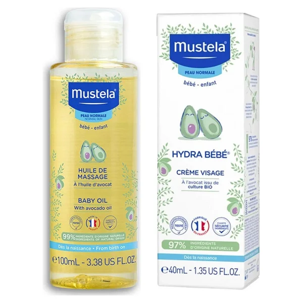 Mustela Hydra Bebe Organik Avokadolu Bebek Yüz Kremi 40 Ml + Baby Oil Bebek Yağı 100 Ml - Görsel 2
