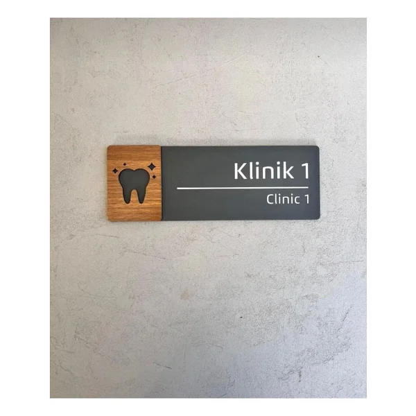 Yönline Ceviz Serisi Klinik 1 Kapı İsimliği - Görsel 4