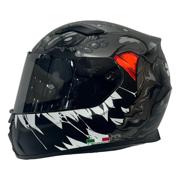 Sway 820 Full Face Aynalı Vizör Kapalı Motosiklet Kaskı L Beden Monster - Görsel 2