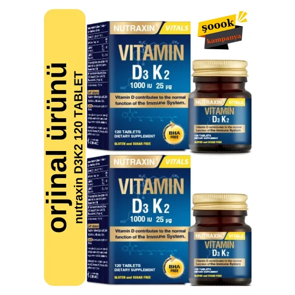 Nutraxin Vitamin D3 K2 120 Tablet 2'li - Görsel 2
