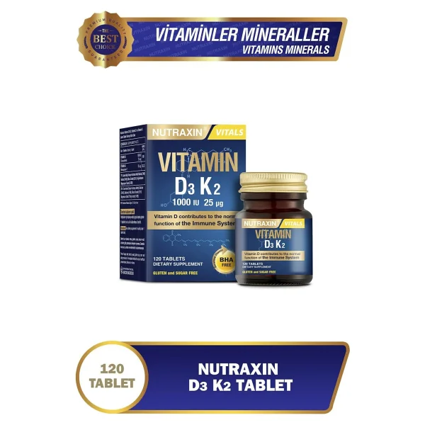 Nutraxin Vitamin D3 K2 120 Tablet 2'li - Görsel 3