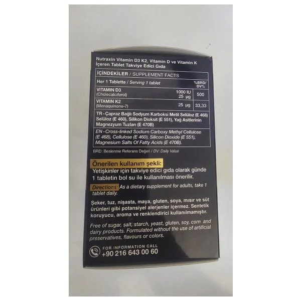 Nutraxin Vitamin D3 K2 120 Tablet 2'li - Görsel 5