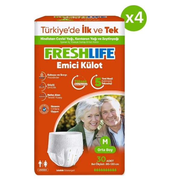 Freshlife Emici Külot Orta Boy M 30'lu 4 Adet Hasta Bezi - Görsel 2