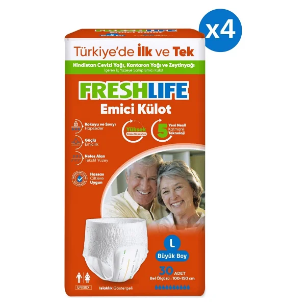 Freshlife Emici Külot Büyük Boy L 30'lu 4 Adet Hasta Bezi - Görsel 2