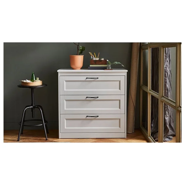 Ikea 3 Çekmeceli Şifonyer, Beyaz Renk 82x81 Cm Klasik Tasarım - Görsel 6