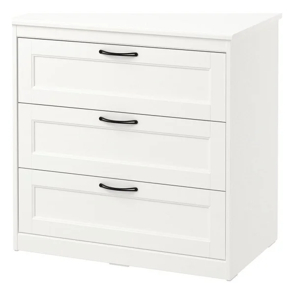 Ikea 3 Çekmeceli Şifonyer, Beyaz Renk 82x81 Cm Klasik Tasarım - Görsel 4