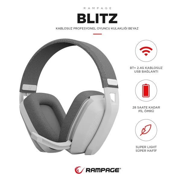 Rampage Blitz Siyah Kablolu/Kablosuz Kulak Üstü Oyuncu Kulaklığı - Görsel 10
