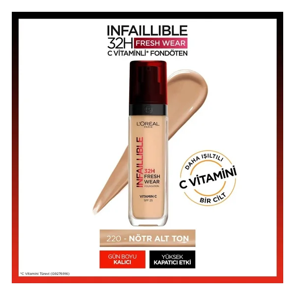 L'oreal Paris Infaillible 32h Fresh Wear C Vitaminli 30 Ml Likit Fondöten - Görsel 2
