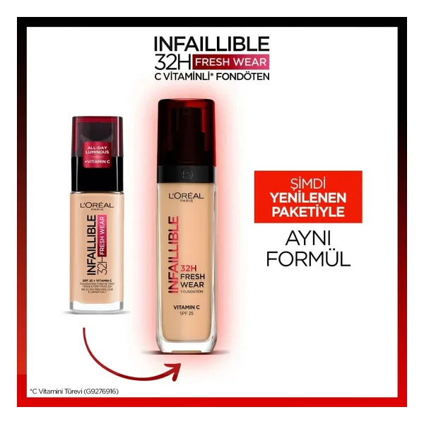 L'oreal Paris Infaillible 32h Fresh Wear C Vitaminli 30 Ml Likit Fondöten - Görsel 5