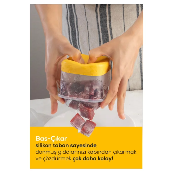 Vienev 4 Parça 2000 Ml Silikon Tabanlı Derin Dondurucu - Difriz Saklama Kabı Sarı - Görsel 2