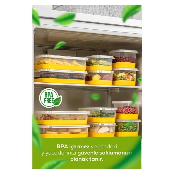 Vienev 4 Parça 2000 Ml Silikon Tabanlı Derin Dondurucu - Difriz Saklama Kabı Sarı - Görsel 3