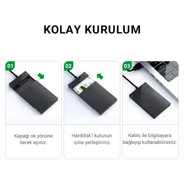 Veggieg USB 3.0 Micro-B 2.5" İnch Sata SSD Hard Disk Kutusu - Görsel 6