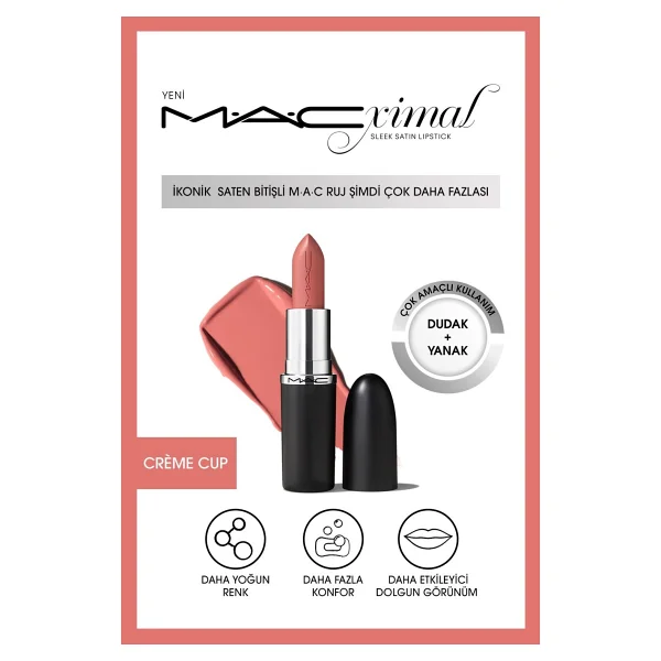 M.A.C Macximal Sleek Satin Brick-O-La Ruj - Görsel 9