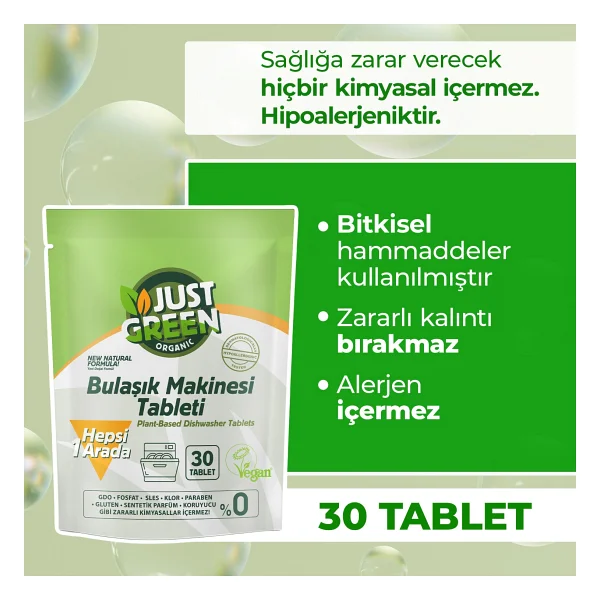 Just Green Organic Bulaşık Makinesi Tableti 30'lu - Görsel 10