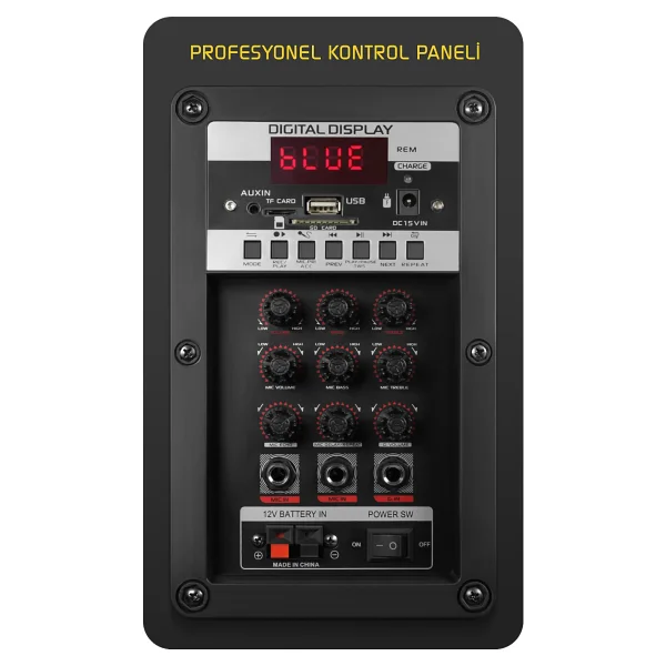 Powerway Şarjlı Çift Mikrofonlu Hoparlör Karaoke Sistemi Taşınabilir Amfi Mt70 Bluetooth Hoparlör - Görsel 2