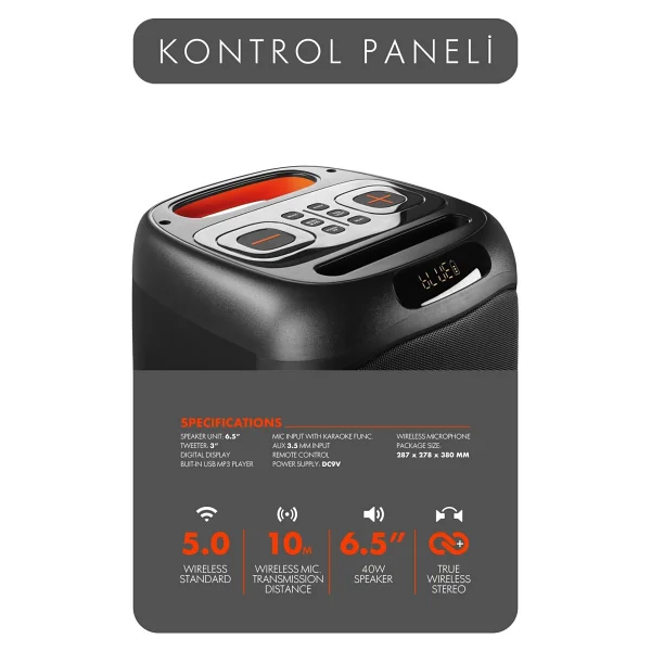 Powerway Mıo Mikrofonlu Bluetooth Hoparlör - Görsel 9