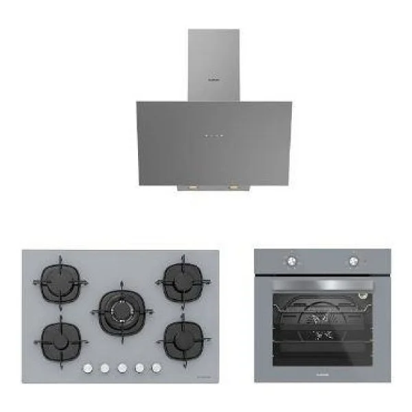 Silverline 3'lü Gri Cam Ankastre Set (3481 Flam 60 Gri+Cs5365s01+Bo65e1s01) - Görsel 4