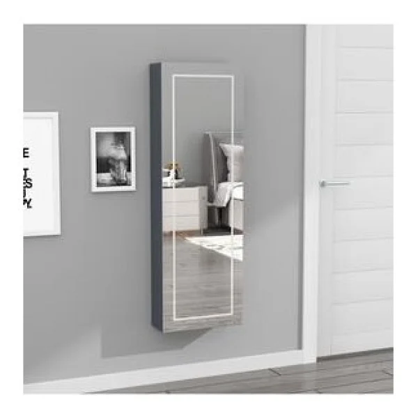 Decobox Paris LED Aydınlatmalı Boy Aynalı Takı Dolabı Sarı Işık - Görsel 2