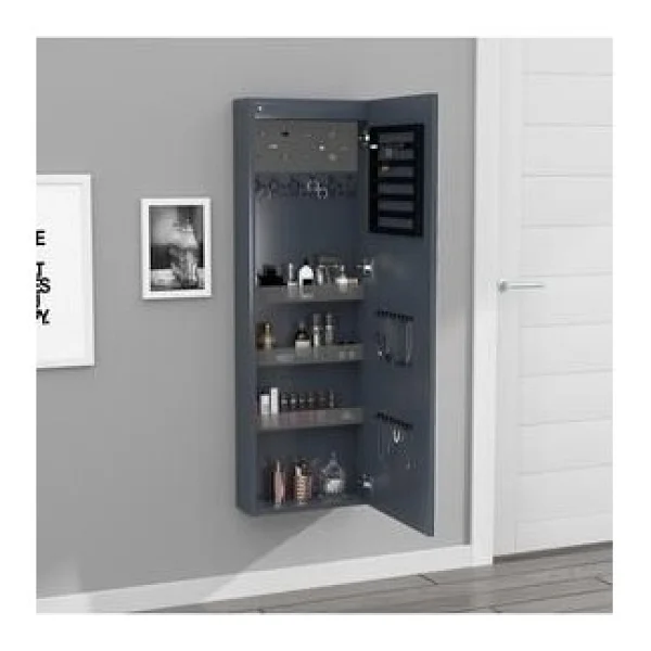 Decobox Paris LED Aydınlatmalı Boy Aynalı Takı Dolabı Sarı Işık - Görsel 3