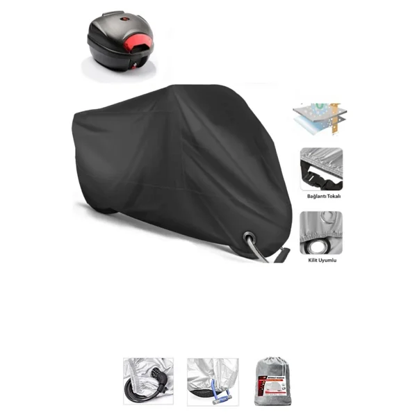 Kuba Space 50 Pro Için Arka Çanta Ve Kilit Uyumlu Siyah Motosiklet Branda, Güvenli - Siyah, Arka Çanta Ve Kilit Uyumlu - Görsel 4