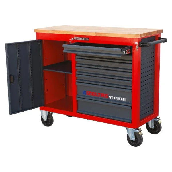 İzeltaş Takım Dolabı Ahşap Üst Tablalı Workbench (7 Çekmeceli) - Görsel 2