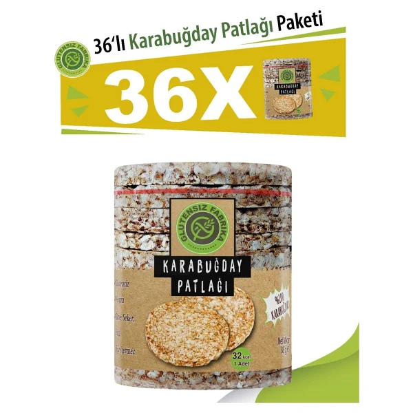 Glutensiz Fabrika Karabuğday Patlağı 36'lı Paket Avantajlı Gıda Paketi Glutensiz Ürün Vegan - 3,2 Kg - Görsel 5