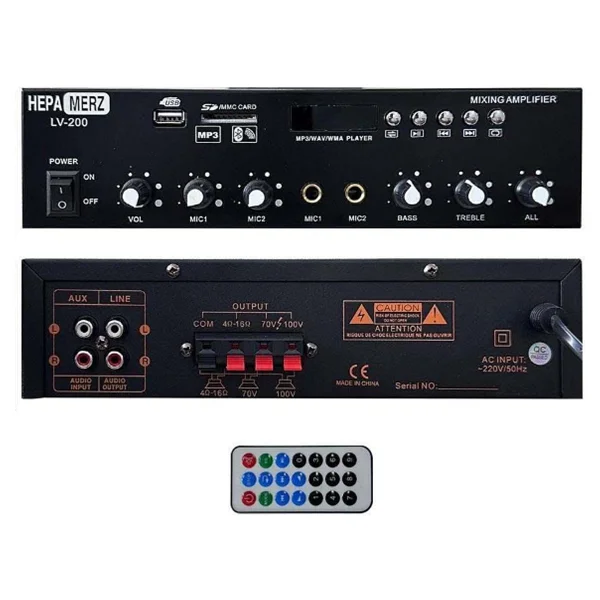 Hepa Merz Lv-200 100v Trafolu Ve 4-16 Ohm Mixer Amfi 200w Anfi Bluetooth USB - Görsel 4