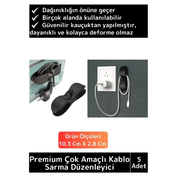 Premium Bilgisayar Notebook Şarj Kablosu Fön Airfryer Mutfak Çok Amaçlı Kablo Sarma Düzenleyici 5 Ad - Görsel 6