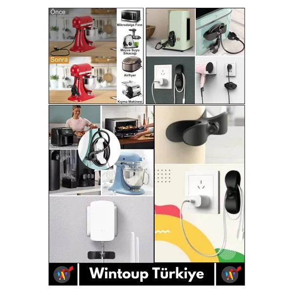 Premium Bilgisayar Notebook Şarj Kablosu Fön Airfryer Mutfak Çok Amaçlı Kablo Sarma Düzenleyici 10ad - Görsel 2