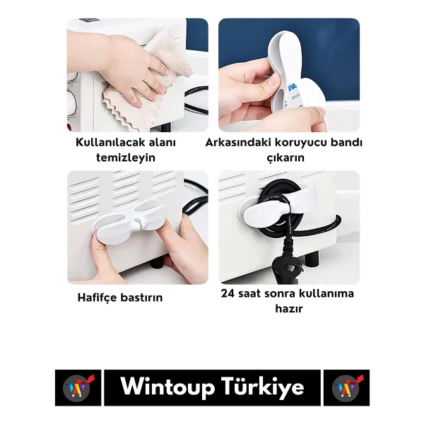 Premium Bilgisayar Notebook Şarj Kablosu Fön Airfryer Mutfak Çok Amaçlı Kablo Sarma Düzenleyici 10ad - Görsel 4
