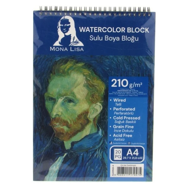 Mona Lisa A4 Watercolor Block 210 Gr Telli Çizim Defter - Görsel 2