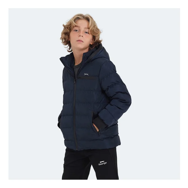 Slazenger Captain Kapüşonlu Lacivert Çocuk Şişme Mont - Görsel 3