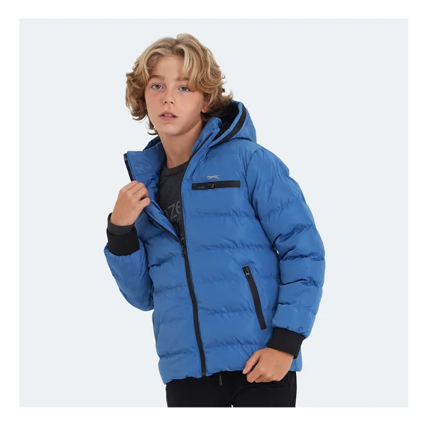 Slazenger Captain Kapüşonlu Lacivert Çocuk Şişme Mont - Görsel 7