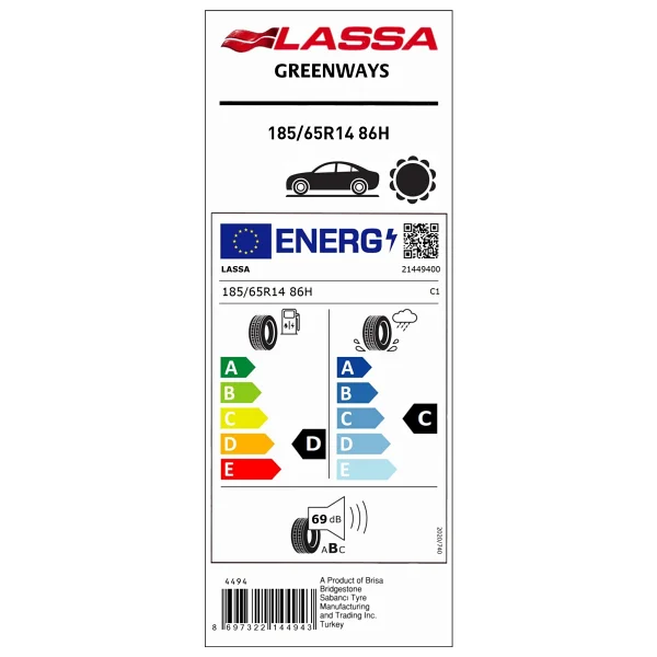 Lassa Greenways 185/65 R14 86h Yaz Lastiği - 2024 - Görsel 2