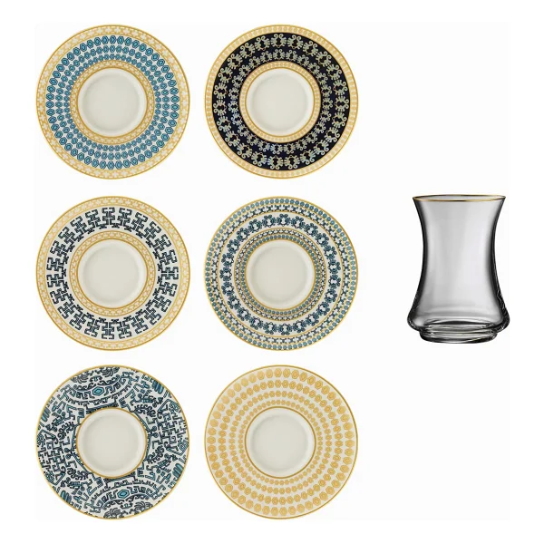 Sandro Moreno 1453 Şangay Gold 12 Parça 6 Kişilik Çay Seti 110 Ml - Renkli - Görsel 2