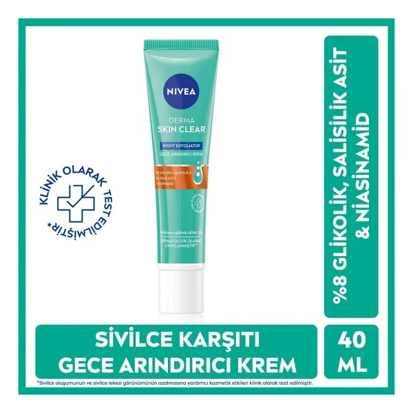 Nivea Derma Skin Clear Night Exfoliator Arındırıcı 40 Ml Gece Kremi - Görsel 2