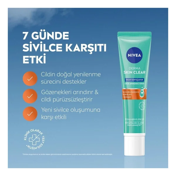 Nivea Derma Skin Clear Night Exfoliator Arındırıcı 40 Ml Gece Kremi - Görsel 3
