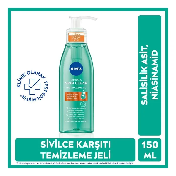 Nivea Derma Skin Clear 150 Ml Yüz Temizleme Jeli - Görsel 6