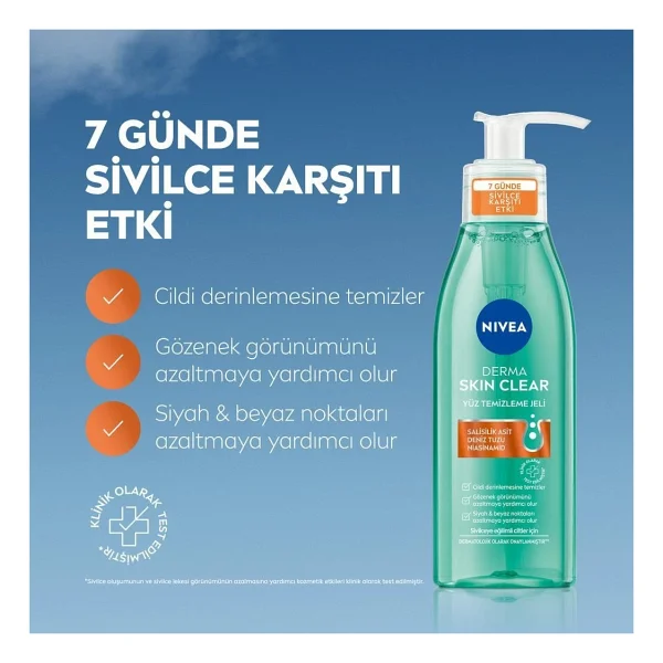 Nivea Derma Skin Clear 150 Ml Yüz Temizleme Jeli - Görsel 7